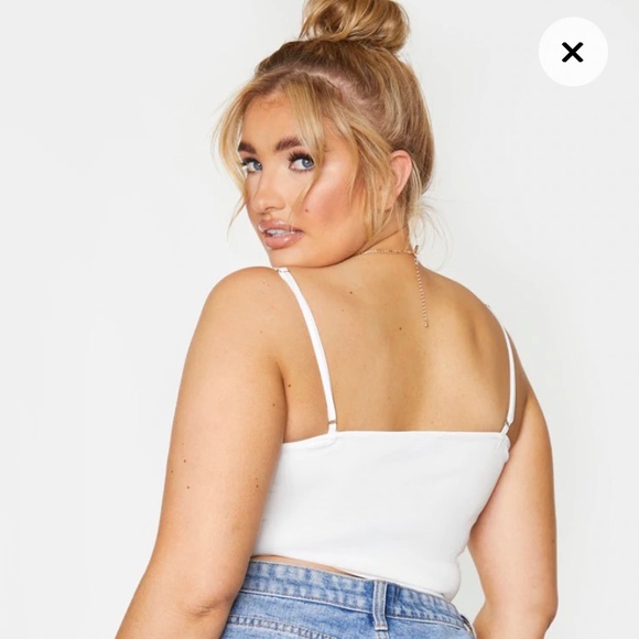 Plus White Woven Bust Detail Zip Front Corset - Picture 3 of 5